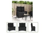 The Living Store Panca Da Giardino Regolabile Con Cuscini In Poly Rattan Nero