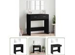 The Living Store Comodino Con Specchio Nero 80X39X80 Cm