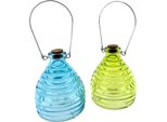 Trappola Per Vespe In Vetro - Set Di 2 Blu E Giallo-Verde - 10 X 13 Cm