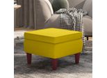 The Living Store Sgabello Con Gambe In Legno In Velluto Giallo