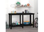 The Living Store Banco Da Lavoro Nero 140X50X80 Cm In Legno Di Pino Massiccio