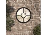 The Living Store Specchio Da Giardino Nero 60X4 Cm In Ferro Rotondo