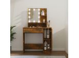 The Living Store Comodino Con Led In Rovere Fumé 86,5X35X136 Cm