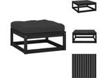 Vidaxl Poggiapiedi Da Giardino Con Cuscino Nero In Legno Di Pino Massiccio - Elementi Per Divani Da Giardino