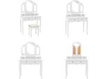 Vidaxl Set Tavolo Da Toilette Con Sgabello Bianco 100X40X146 Cm In Legno Di Paulownia - Tavolo Da Toilette - Tavoli Da Toilette - Set Tavolo Da Toilette - Set Tavolo Da Toilette