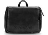 Farmhood Pelle Borsa Da Toilette Memphis Toiletry Bag Black Nero
