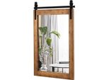 Costway Specchio Rettangolare Con Cornice In Legno, 76,5 X 56 Cm, Specchio Rustico Da Parete, Specchio Infrangibile Da Appendere Con Staffa In Metallo, Per Corridoio, Soggiorno, Camera Da Letto (Marrone)