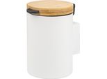 Bremermann Contenitore Rotondo Per Cosmetici A Parete Con Coperchio In Bambù 3 Litri Incl. Supporto A Parete Per Incollaggio O Foratura, Bianco