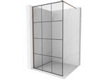 Mexen Kioto Parete Doccia Walk-In 120 X 200 Cm, Griglia Nera 8 Mm, Oro Rosa - 800-120-101-60-77