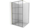 Mexen Kioto Parete Doccia Walk-In 120 X 200 Cm, Griglia Nera 8 Mm, Oro - 800-120-101-50-77