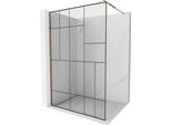 Mexen Kioto Parete Doccia Walk-In 120 X 200 Cm, Motivo Nero 8 Mm, Oro Rosa - 800-120-101-60-78