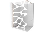 Mexen Kioto Parete Doccia Walk-In 90 X 200 Cm, Onda Bianca 8 Mm, Oro Rosa - 800-090-101-60-97