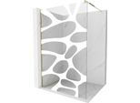 Mexen Kioto Parete Doccia Walk-In 130 X 200 Cm, Onda Bianca 8 Mm, Dorata - 800-130-101-50-97