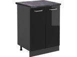 Vicco Mobiletto Base Cucina R-Line, 60 Cm , Pt Antracite, Nero Lucido/Antracite