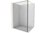 Mexen Kioto Parete Doccia Walk-In 110 X 200 Cm, Cornice Nera 8 Mm, Oro Spazzolato - 800-110-101-55-70