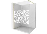 Mexen Kioto Parete Doccia Walk-In 120 X 200 Cm, Motivo Bianco 8 Mm, Oro Spazzolato - 800-120-101-55-85