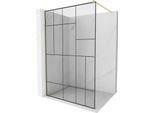 Mexen Kioto Parete Doccia Walk-In 140 X 200 Cm, Motivo Nero 8 Mm, Oro Spazzolato - 800-140-101-55-78