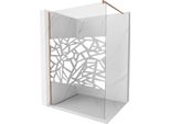 Mexen Kioto Parete Doccia Walk-In 120 X 200 Cm, Motivo Bianco 8 Mm, Rame Spazzolato - 800-120-101-65-85