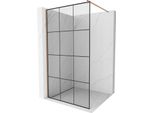 Mexen Kioto Parete Doccia Walk-In 120 X 200 Cm, Griglia Nera 8 Mm, Rame Spazzolato - 800-120-101-65-77
