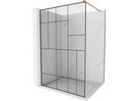 Mexen Kioto Parete Doccia Walk-In 120 X 200 Cm, Motivo Nero 8 Mm, Rame Spazzolato - 800-120-101-65-78