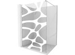 Mexen Kioto Parete Doccia Walk-In 100 X 200 Cm, Onda Bianca 8 Mm, Nichel Spazzolato - 800-100-101-97-97