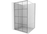 Mexen Kioto Parete Doccia Walk-In 120 X 200 Cm, Griglia Nera 8 Mm, Nichel Spazzolato - 800-120-101-97-77