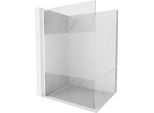Mexen Kioto L Parete Doccia Walk-In 90 X 200 Cm, Trasparente/Opaco, Bianco - 800-090-103-20-35