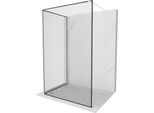 Mexen Kioto Parete Doccia Walk-In 140 X 70 Cm, Cornice Nera, Bianca - 800-140-212-20-70-070