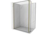 Mexen Kioto Parete Doccia Walk-In 130 X 40 Cm, Cornice Nera, Oro - 800-130-212-50-70-040