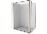 Mexen Kioto Parete Doccia Walk-In 130 X 40 Cm, Cornice Nera, Rame Spazzolato - 800-130-212-65-70-040