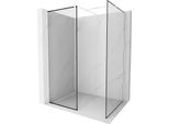 Mexen Kioto Parete Doccia Walk-In 140 X 100 Cm, Cornice Nera, Bianca - 800-140-202-20-70-100