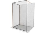 Mexen Kioto Parete Doccia Walk-In 130 X 120 Cm, Cornice Nera, Rame Spazzolato - 800-130-212-65-70-120