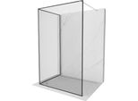 Mexen Kioto Parete Doccia Walk-In 140 X 100 Cm, Cornice Nera, Cromo - 800-140-212-01-70-100