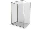 Mexen Kioto Parete Doccia Walk-In 140 X 100 Cm, Cornice Nera, Oro - 800-140-212-50-70-100