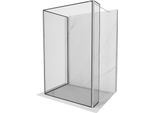 Mexen Kioto Parete Doccia Walk-In 130 X 70 X 40 Cm, Cornice Nera, Cromo - 800-130-070-221-01-70-040