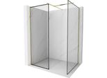 Mexen Kioto Parete Doccia Walk-In 110 X 110 Cm, Cornice Nera, Oro - 800-110-202-50-70-110
