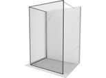 Mexen Kioto Parete Doccia Walk-In 120 X 100 Cm, Cornice Nera, Nichel Spazzolato - 800-120-212-97-70-100