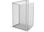 Mexen Kioto Parete Doccia Walk-In 140 X 100 X 30 Cm, Cornice Nera, Bianca - 800-140-100-221-20-70-030