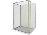 Mexen Kioto Parete Doccia Walk-In 140 X 100 X 30 Cm, Cornice Nera, Dorata - 800-140-100-221-50-70-030