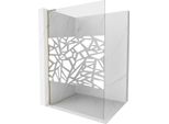 Mexen Kioto L Parete Doccia Walk-In 90 X 200 Cm, Motivo Bianco, Oro - 800-090-103-50-85