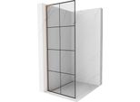 Mexen Kioto L Parete Doccia Walk-In 70 X 200 Cm, Griglia Nera, Rame Spazzolato - 800-070-103-65-77