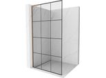 Mexen Kioto L Parete Doccia Walk-In 120 X 200 Cm, Griglia Nera, Rame Spazzolato - 800-120-103-65-77