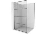 Mexen Kioto L Parete Doccia Walk-In 110 X 200 Cm, Griglia Nera, Nichel Spazzolato - 800-110-103-97-77