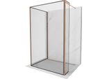 Mexen Kioto Parete Doccia Walk-In 130 X 70 X 40 Cm, Cornice Nera, Oro Rosa - 800-130-070-221-60-70-040