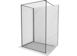 Mexen Kioto Parete Doccia Walk-In 130 X 120 Cm, Cornice Nera, Gun Gray Spazzolato - 800-130-212-66-70-120