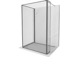 Mexen Kioto Parete Doccia Walk-In 110 X 110 X 30 Cm, Cornice Nera, Metallo Canna Di Fucile - 800-110-110-221-95-70-030