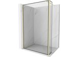 Mexen Kioto Parete Doccia Walk-In 130 X 40 Cm, Cornice Nera, Oro Spazzolato - 800-130-212-55-70-040