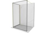 Mexen Kioto Parete Doccia Walk-In 130 X 70 Cm, Cornice Nera, Oro Spazzolato - 800-130-212-55-70-070