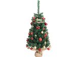 Albero Di Natale Artificiale 90Cm 100 Rami, Base In Cotone E Lino, Materiale Pvc, Albero Di Natale, Verde