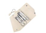 Inf Set Manicure 6 Pezzi Con Cinturino E 3 Tagliaunghie - Kit Toelettatura Acciaio Inox D'argento